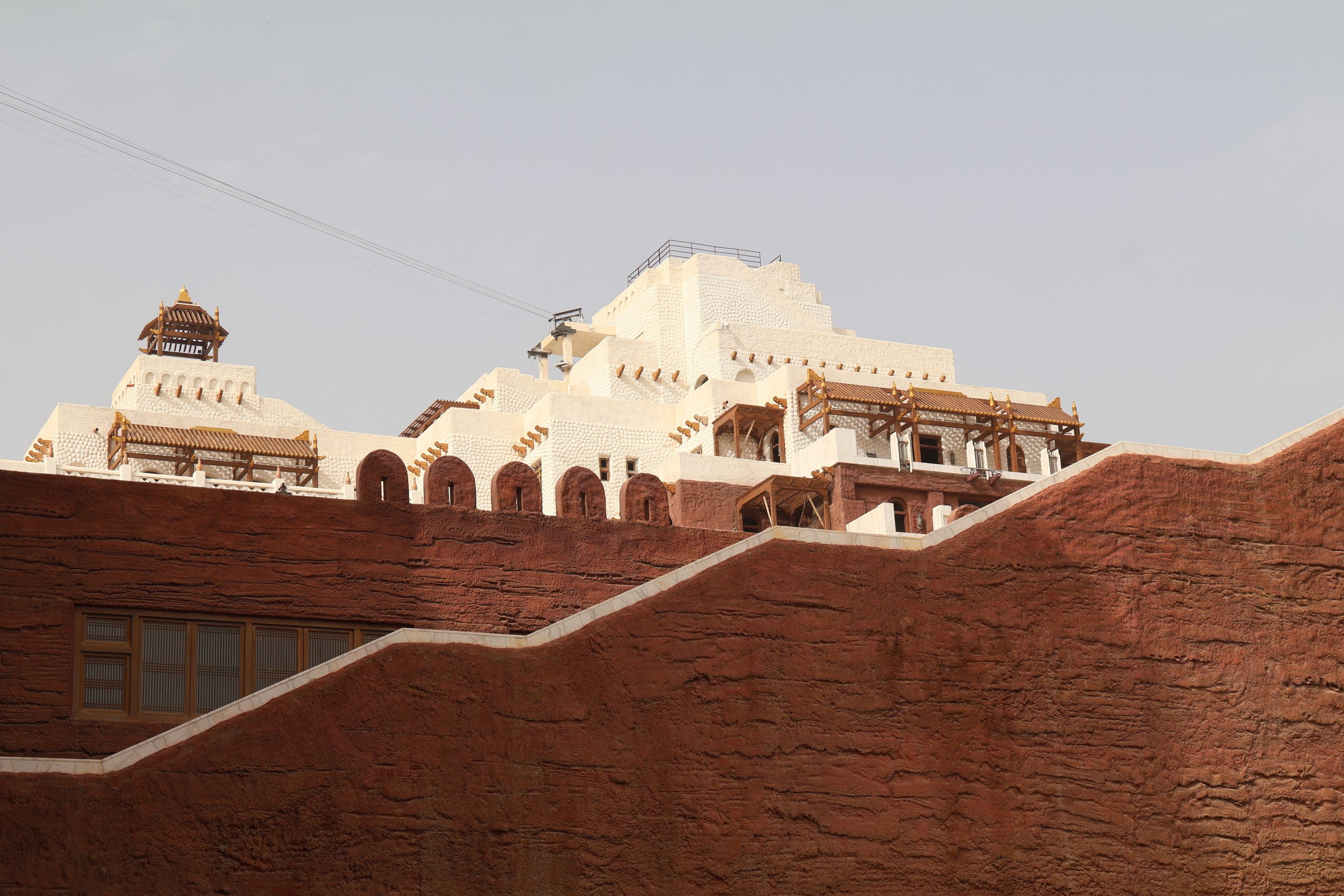 A detailed view of traditional Middle Eastern architecture featuring distinctive design elements.